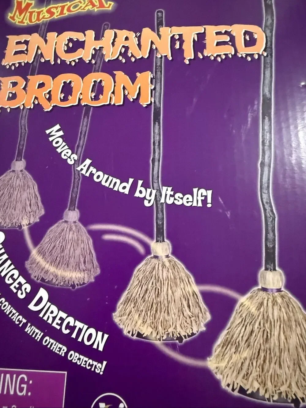 Halloween Prop Musical Enchanted Broom Magic Move Music Sounds Witch Cackle